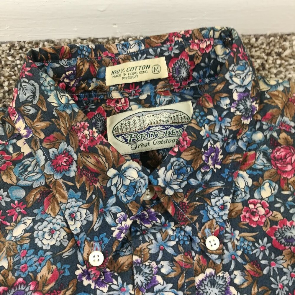 Vintage Britches Great Outdoors Shirt Floral Long Sleeve Button Down Mens Medium